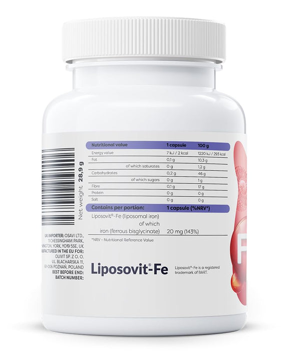 Osavi Liposomal Iron, 20mg - 60 vegan caps - Iron at MySupplementShop by OSAVI