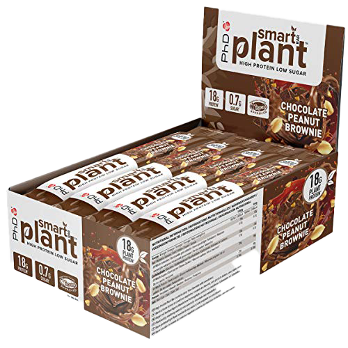 PhD Smart Bar Plant Vegan Protein bar Chocolate Peanut Brownie-12 Bars