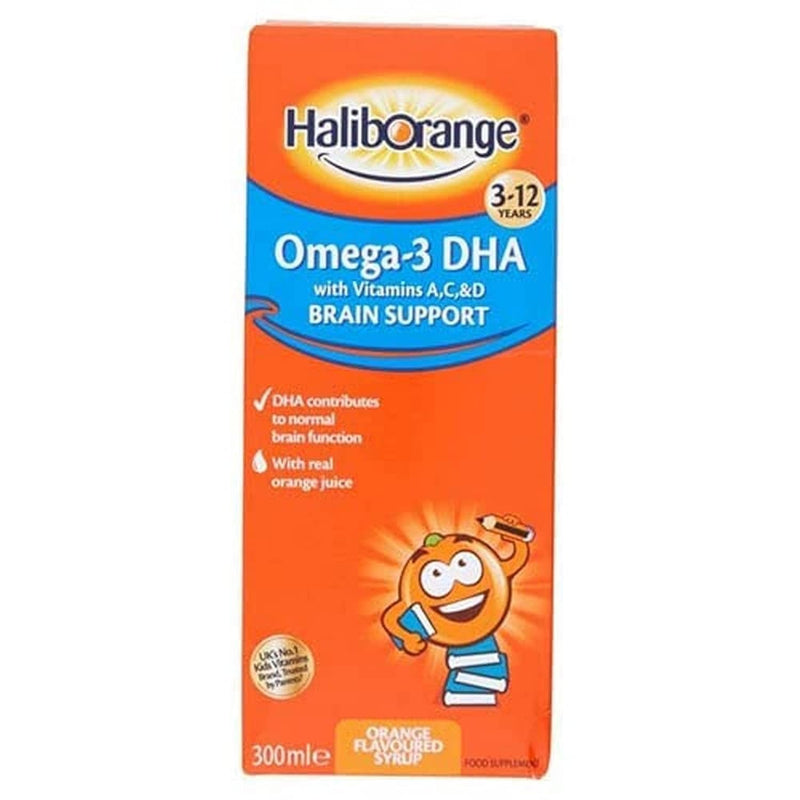 Haliborange Omega 3 DHA Brain Support Orange Flavoured Syrup 3-12 Years - 300ml - Children at MySupplementShop by Haliborange