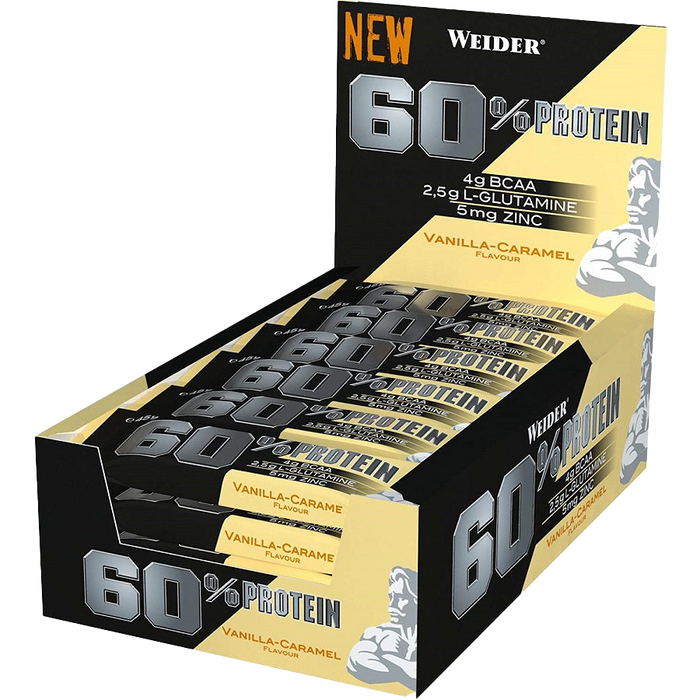 Weider 60 % Proteinriegel, Cookies &amp; Cream – 24 Riegel