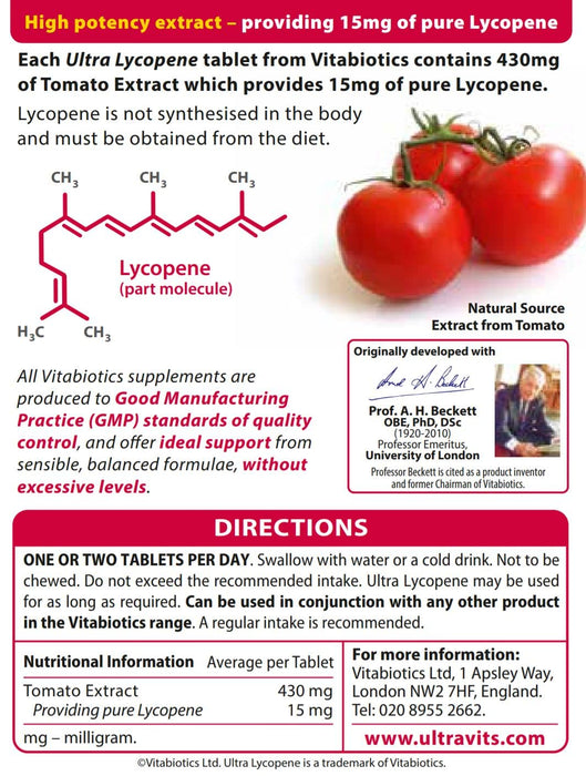 Vitabiotics Ultra Lycopene 10mg 30 Tablets - Immune Support at MySupplementShop by Vitabiotics