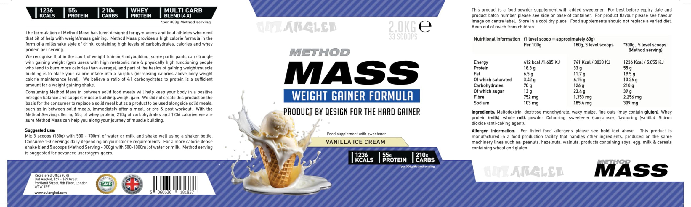 Outangled Method Mass 2kg - Protein Blends at MySupplementShop by OUT ANGLED