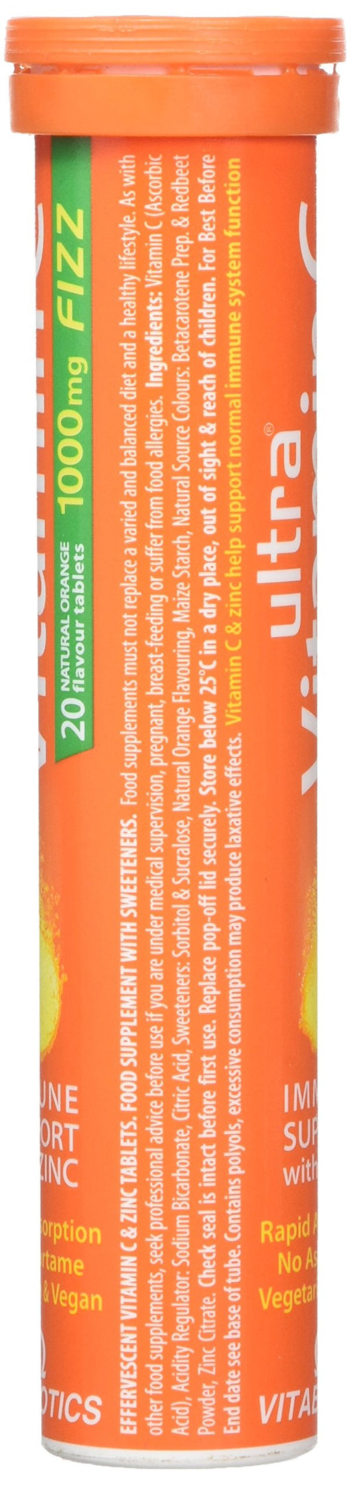 Vitabiotics Ultra Vitamin C 1000mg Fizz Natural Orange Flavour 20 Tablets - Immune Support at MySupplementShop by Vitabiotics