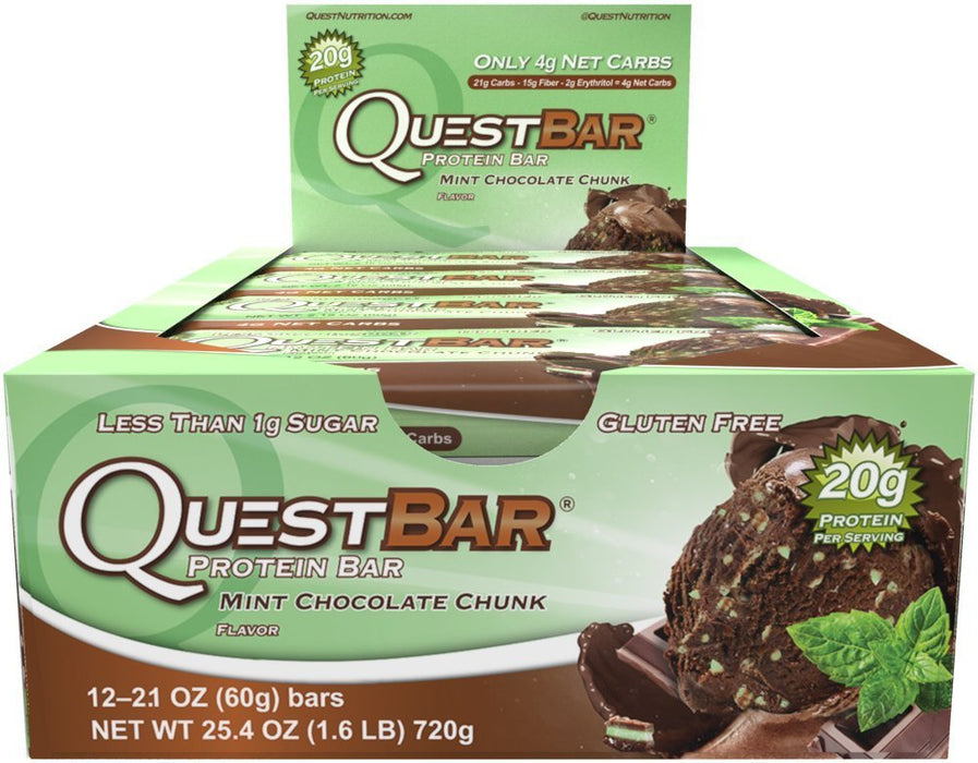 Quest Nutrition Bar 12x60g Mint Chocolate Chunk - Sports Nutrition at MySupplementShop by Quest Nutrition