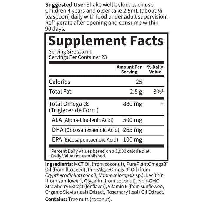 Garden of Life Kids Plant Omega-3 Liquid, Strawberry - 57.5 ml. | High-Quality Health and Wellbeing | MySupplementShop.co.uk
