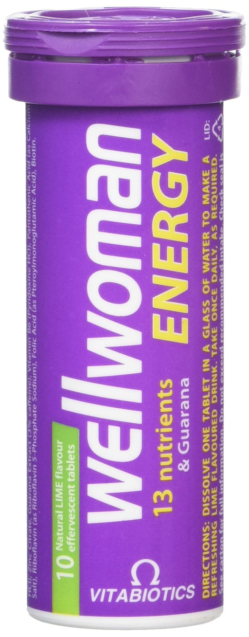 Vitabiotics Wellwoman Energy Natural Lime Flavour Effervescent 10 Tablets - Women at MySupplementShop by Vitabiotics