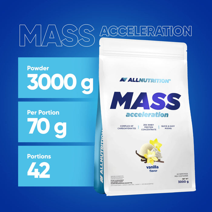 Allnutrition Mass Acceleration, Vanilla - 3000 grams | High-Quality Weight Gainers & Carbs | MySupplementShop.co.uk
