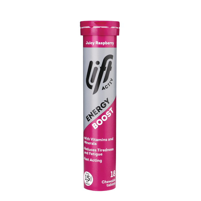 Lift Activ Juicy Raspberry Energy Boost Chewable 18 Tablets