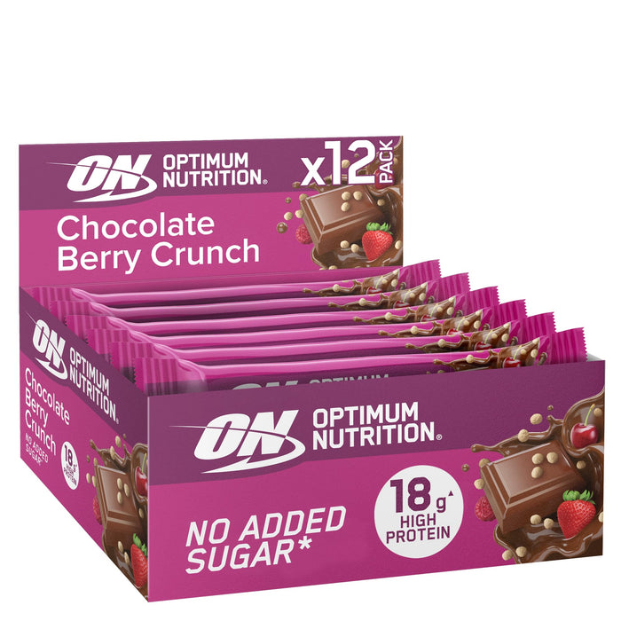 Optimum Nutrition Crunch Bar 12x55g Choc Red Berry - Food Cupboard at MySupplementShop by Optimum Nutrition