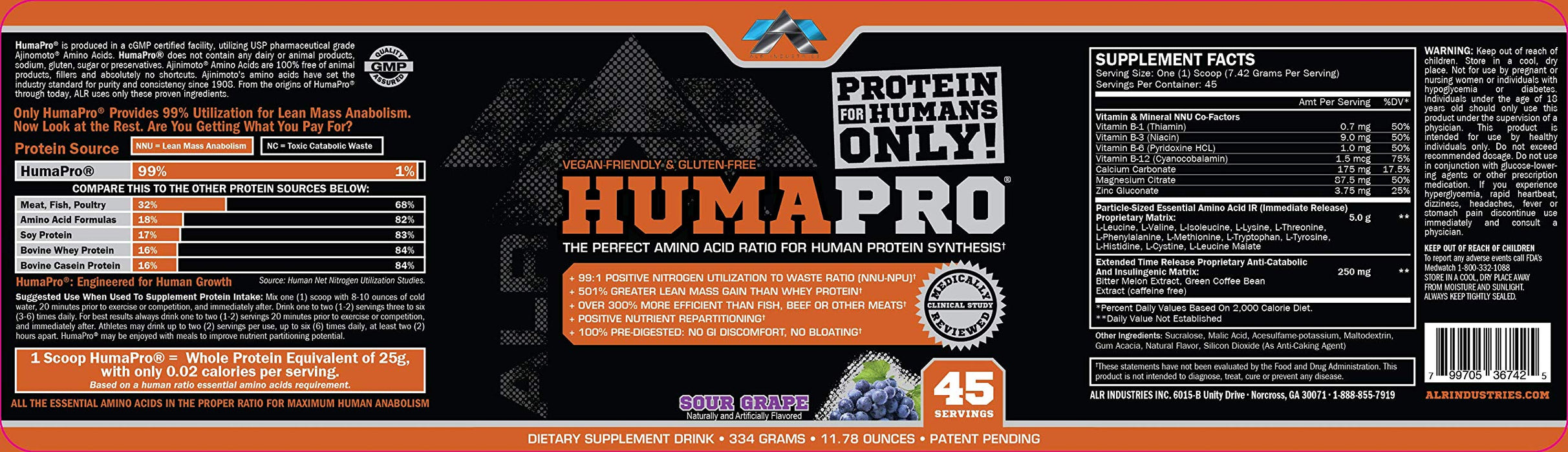 ALRI HumaPro, Exotic Peach Mango - 334 grams | High-Quality Amino Acids and BCAAs | MySupplementShop.co.uk