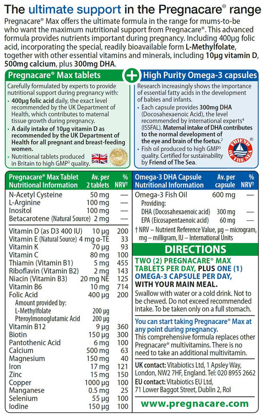 Vitabiotics Pregnacare Max Tablets And Capsules