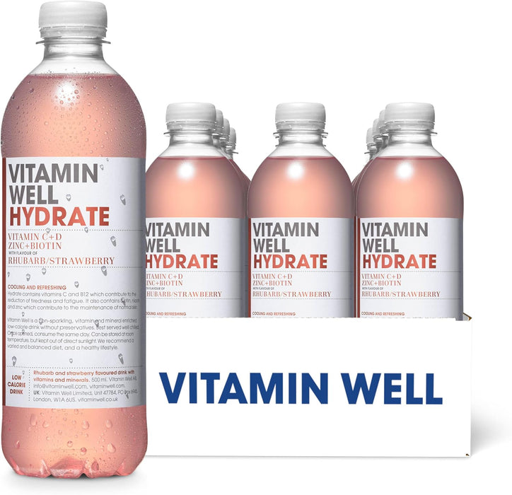 Vitamin Well Hydrate 12x500ml Rhubarb & Strawberry