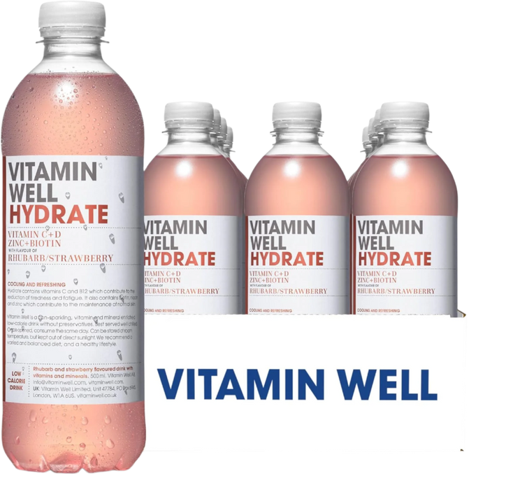 Vitamin Well Hydrate 12x500ml Rhubarb & Strawberry