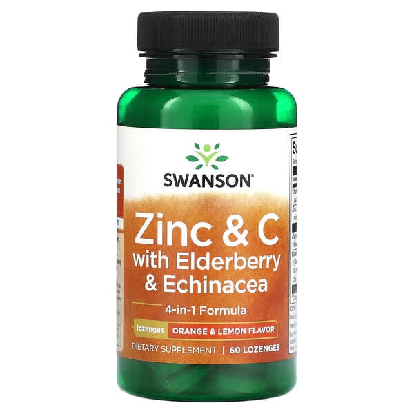 Swanson Zinc & C with Elderberry & Echinacea, Orange & Lemon - 60 lozenges