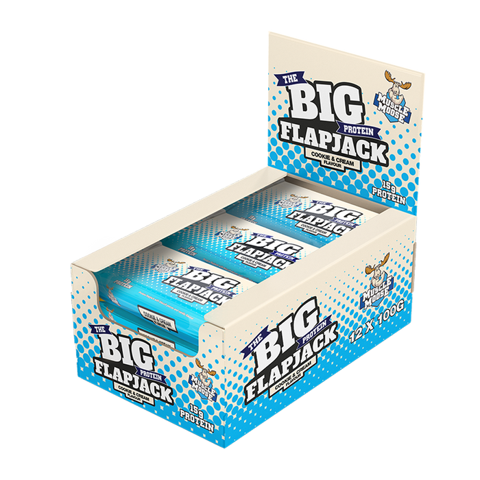 Muscle Moose Big Protein Flapjack 12x100g - Cookies & Cream - Sports Nutrition at MySupplementShop by Muscle Moose