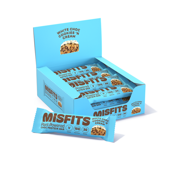 Misfits Vegan Protein Bar 12x45g Milk Chocolate Vegan Cookie Dough - Protein Bars at MySupplementShop by Misfits