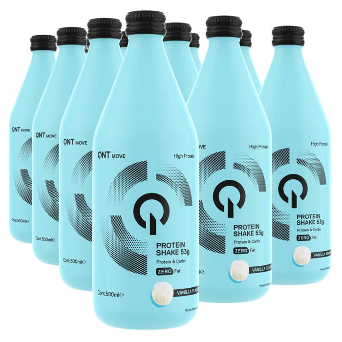 QNT Protein Shake Glass Bottle | 12 x 500 ml