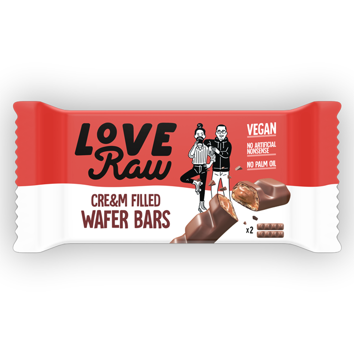 LoveRaw Hazelnut Wafer Vegan Chocolate Bar 12 Bars