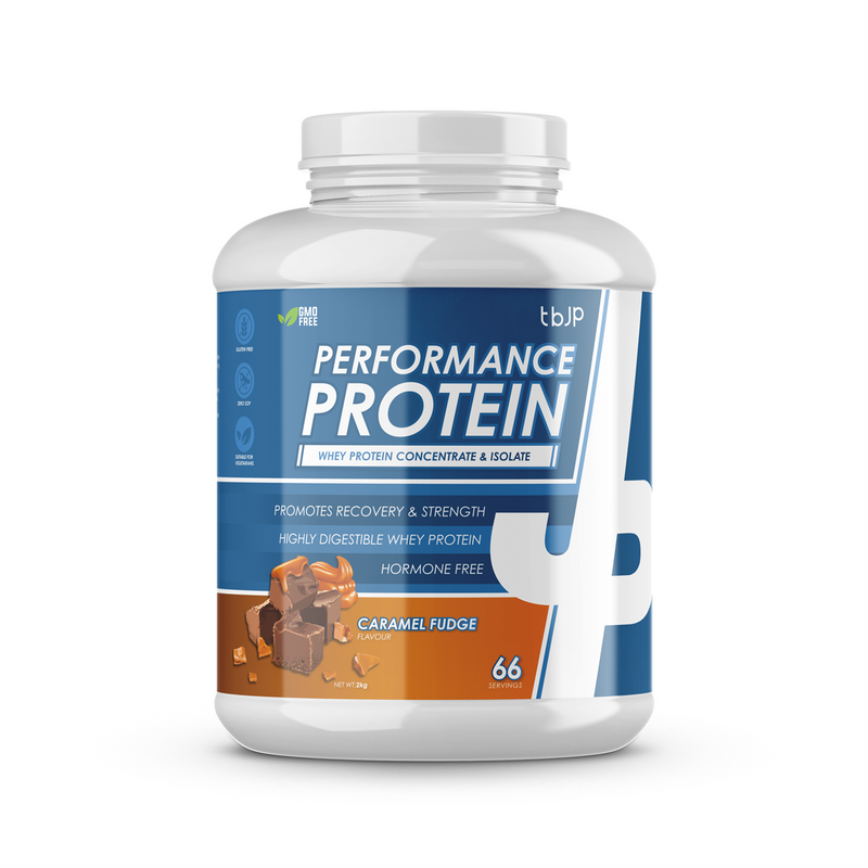 Trained By JP Performance Protein 2kg Caramel Fudge Best Value Sports Supplements at MYSUPPLEMENTSHOP.co.uk