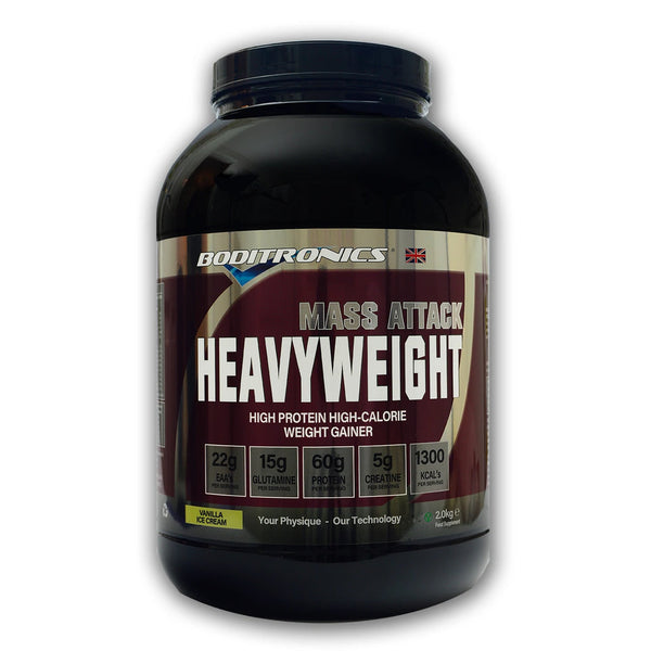 Boditronics Mass Attack Heavyweight 2kg - Strawberries and Cream - Protein Blends at MySupplementShop by Boditronics