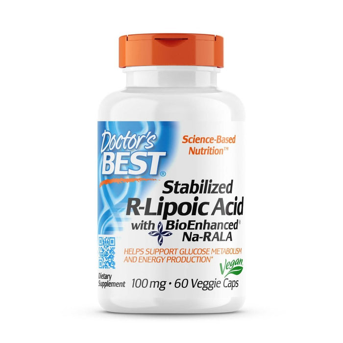 Doctor's Best Stabilized R-Lipoic Acid with BioEnhanced Na-RALA, 100 mg 60 Veggie Capsules - Health and Wellbeing at MySupplementShop by Doctor's Best