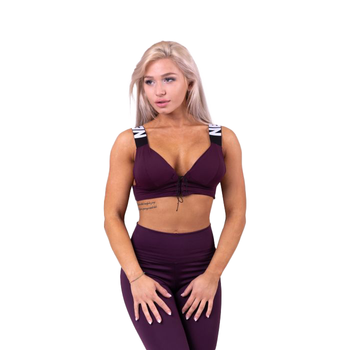 Nebbia Lace Up Sports Bra 694 - Burgundy