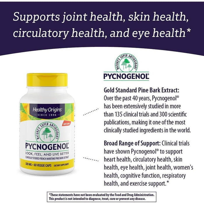 Healthy Origins Pycnogenol 100 mg 30 Veggie Capsules | Premium Supplements at MYSUPPLEMENTSHOP