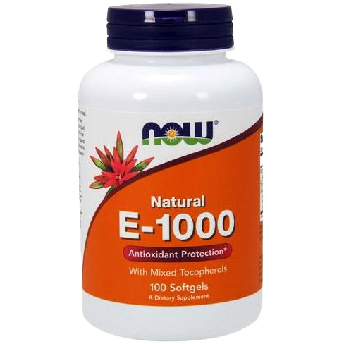 NOW Foods Vitamin E-1000 - Natural (Mixed Tocopherols) - 100 softgels