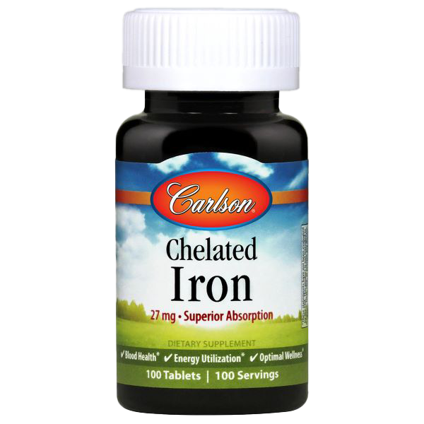 Carlson Labs Chelated Iron, 27mg - 100 tabs