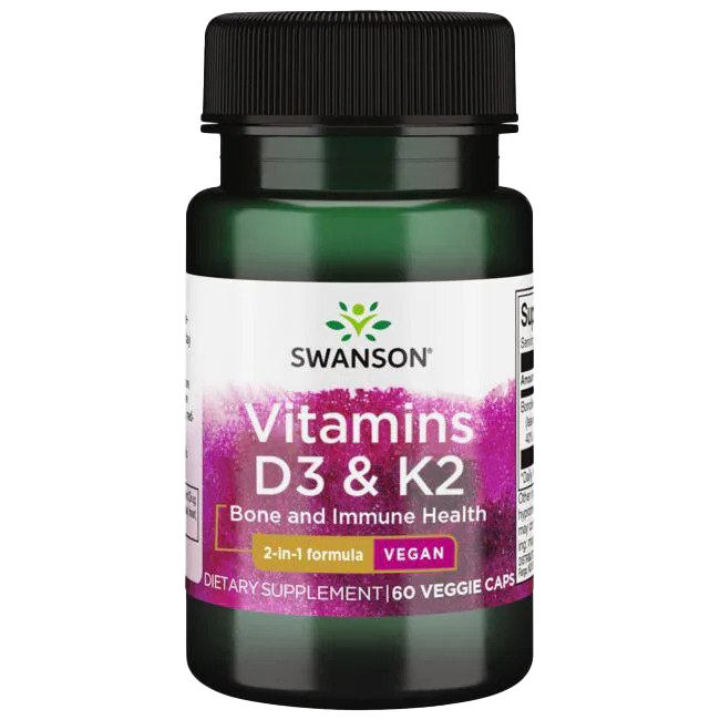 Swanson Vitamine D3 und K2 – 60 Kapseln