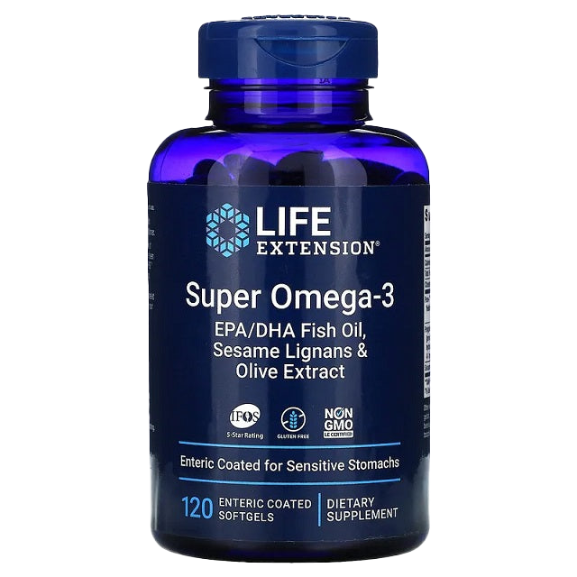 Life Extension Super Omega-3 EPA/DHA with Sesame Lignans & Olive Extract - 120 enteric coated softgels