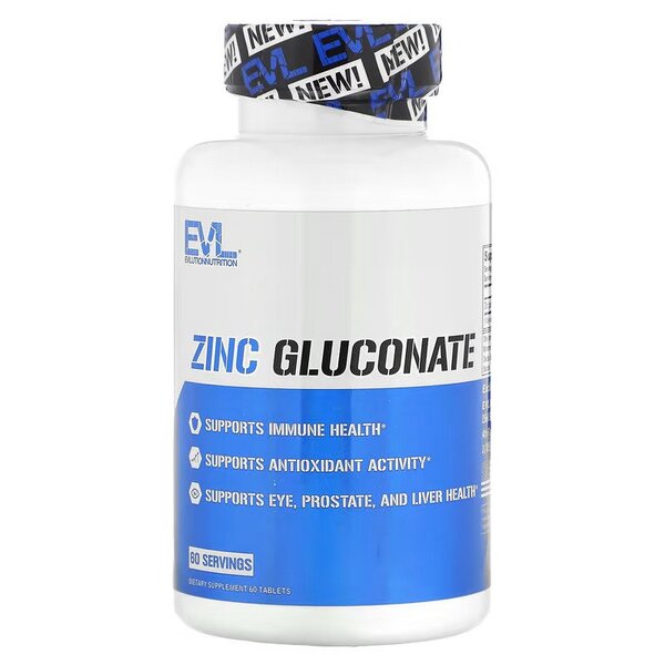 EVLution Nutrition Zinc Gluconate - 60 tablets - Vitamins, Minerals & Supplements at MySupplementShop by EVLution Nutrition