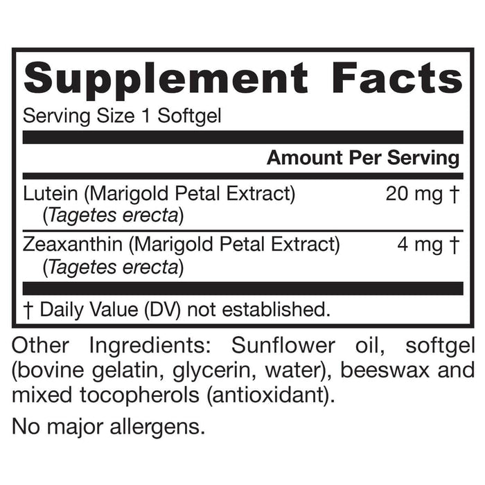 Jarrow Formulas Lutein 20mg &amp; Zeaxanthin 4mg 60 Softgels | Premium Supplements at MYSUPPLEMENTSHOP