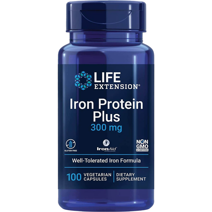 Life Extension Iron Protein Plus, 300mg 100 Vegetarian Capsules