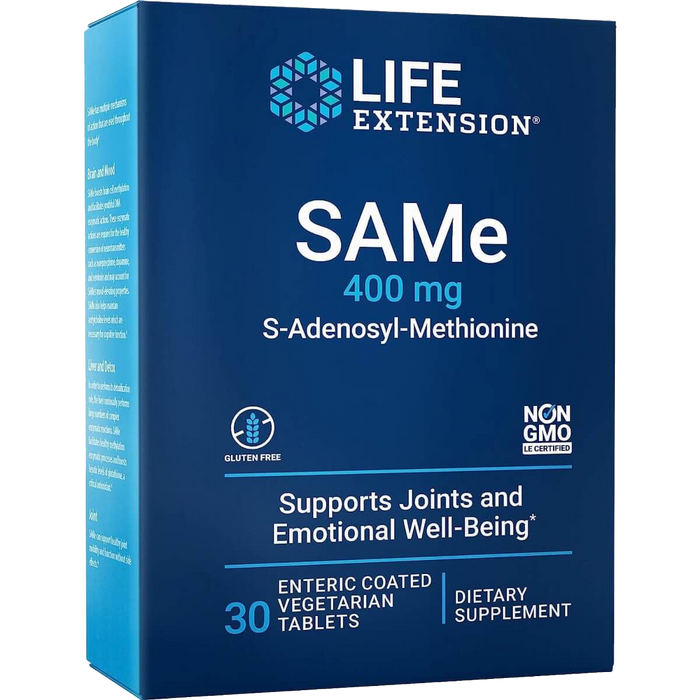 Life Extension SAMe S-Adenosyl-Methionin, 400 mg – 30 magensaftresistente Tabletten