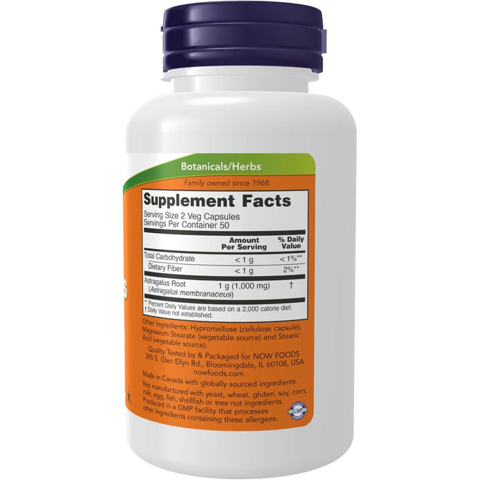 NOW Foods Astragalus 500 mg 100 Capsules | Premium Supplements at MYSUPPLEMENTSHOP