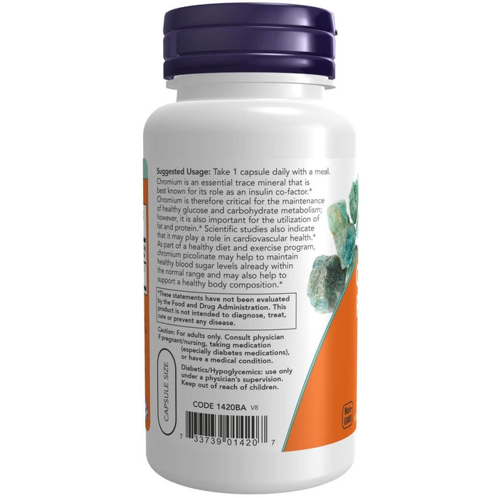 NOW Foods Chromium Picolinate 200 mcg 100 Veg Capsules | Premium Supplements at MYSUPPLEMENTSHOP