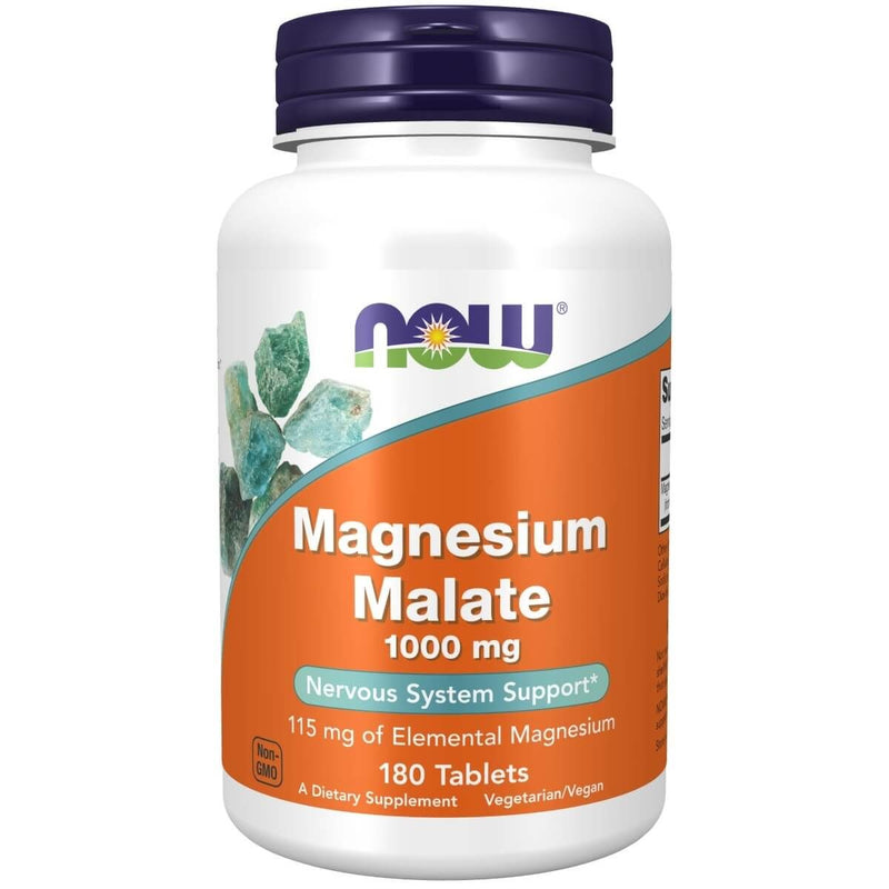 NOW Foods Magnesium Malate 1000 mg 180 Tablets - Vitamins & Minerals at MySupplementShop by NOW Foods