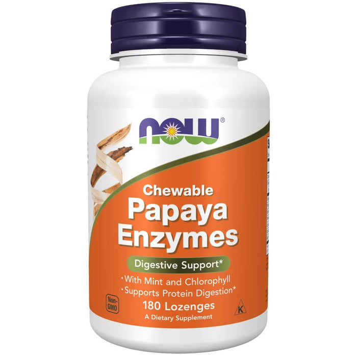 NOW Foods Papaya Enzyme 180 Chewable Lozenges - Health and Wellbeing at MySupplementShop by NOW Foods