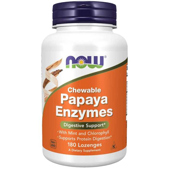 NOW Foods Papaya-Enzym, kaubar – 180 Lutschtabletten