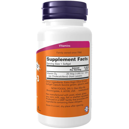 NOW Foods Vitamin D-3 1,000 IU 360 Softgels | Premium Supplements at MYSUPPLEMENTSHOP