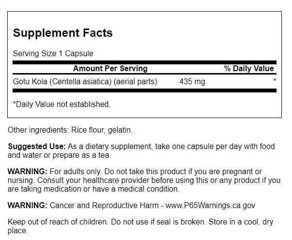 Swanson Full Spectrum Gotu Kola 435 mg 60 Capsules at MySupplementShop.co.uk