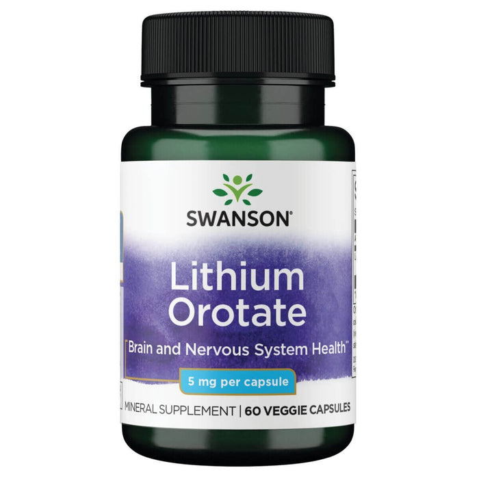 Swanson Lithium Orotate 5 mg 60 Vegetarian Capsules - Health and Wellbeing at MySupplementShop by Swanson