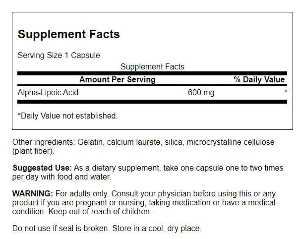 Swanson Ultra Alpha Lipoic Acid 600mg 60 Capsules | Premium Supplements at MYSUPPLEMENTSHOP