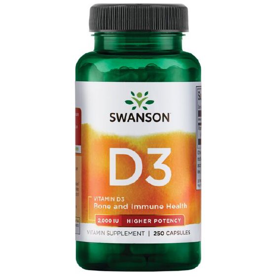 Swanson Vitamin D3 Higher Potency 2,000 IU (50 mcg) 250 Capsules - Vitamins & Minerals at MySupplementShop by Swanson