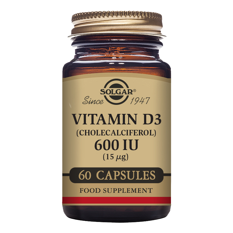 Solgar Vitamin D3 (Cholecalciferol) 600 IU (15 µg) Vegetable Capsules 120 Tabs