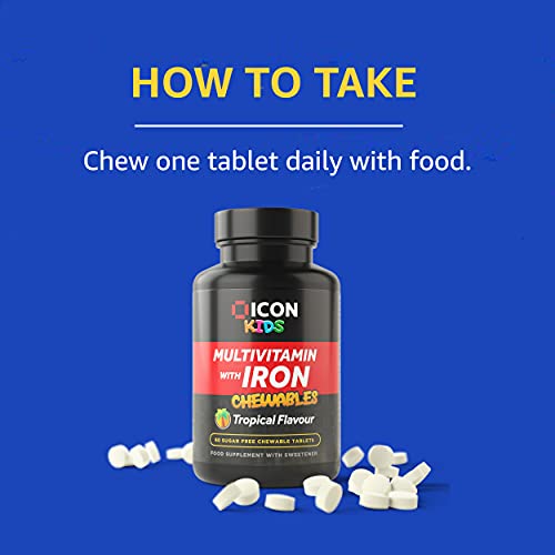 ICON Nutrition Kids Chewable Multivitamins with Iron 60 Tablets Tropical | High-Quality Sports Nutrition | MySupplementShop.co.uk