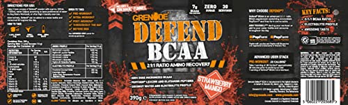 Grenade Defend BCAA Powder Strawberry Mango 390 g (7 g BCAA's Per Serving - 30 Servings Per Tub) | High-Quality BCAAs | MySupplementShop.co.uk