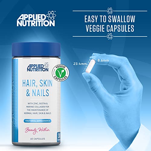 Applied Nutrition Hair, Skin & Nails 60Caps Unflavoured | High-Quality Hair and Nails | MySupplementShop.co.uk
