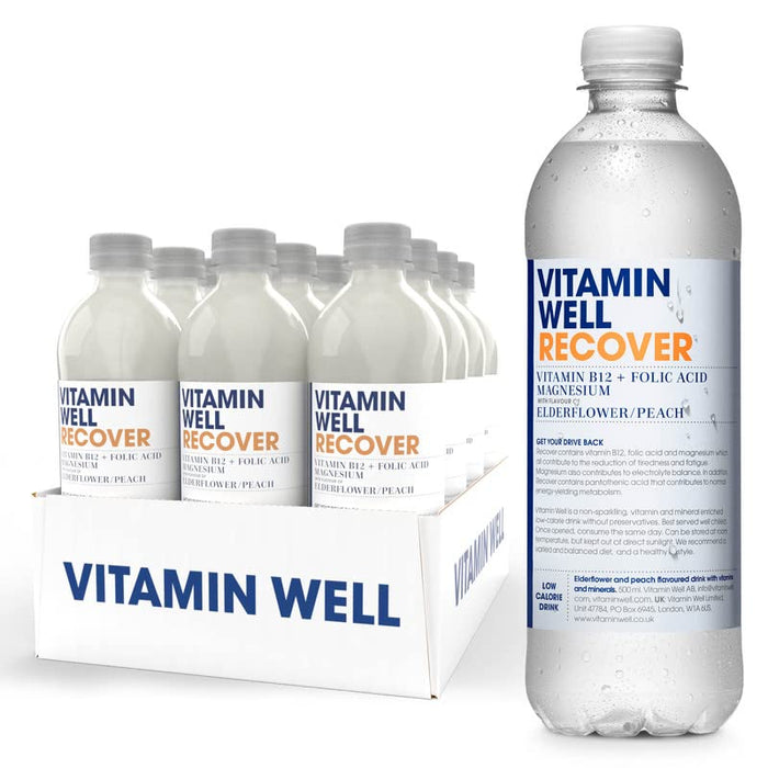 Vitamin Well Recover 12x500ml Peach & Elderflower - Magnesium at MySupplementShop by Vitamin Well